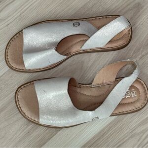 Born Inlet Slip On Slingback Sandal Metallic Leather Size 7 M